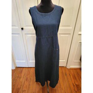 Vintage 90s Dark Denim Chambray Maxi Dress  Sz M Cottage Western  Boho Grunge
